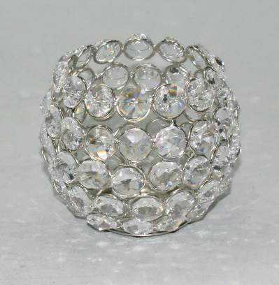 CRYSTAL BEADED ROUND BALL CANDLE HOLDER